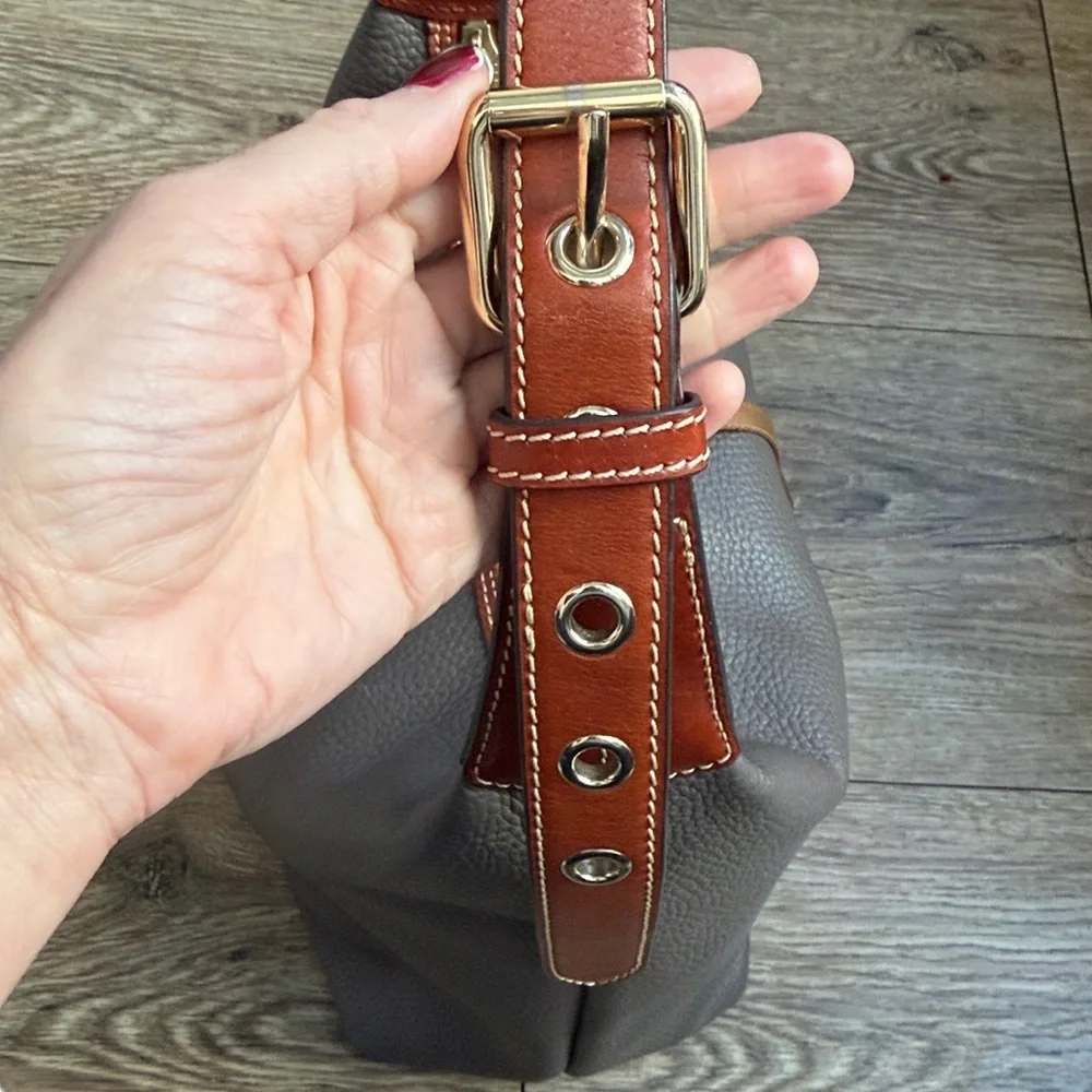 Dooney & Bourke Taupe and Coral Hobo Bag - Picture 10 of 16